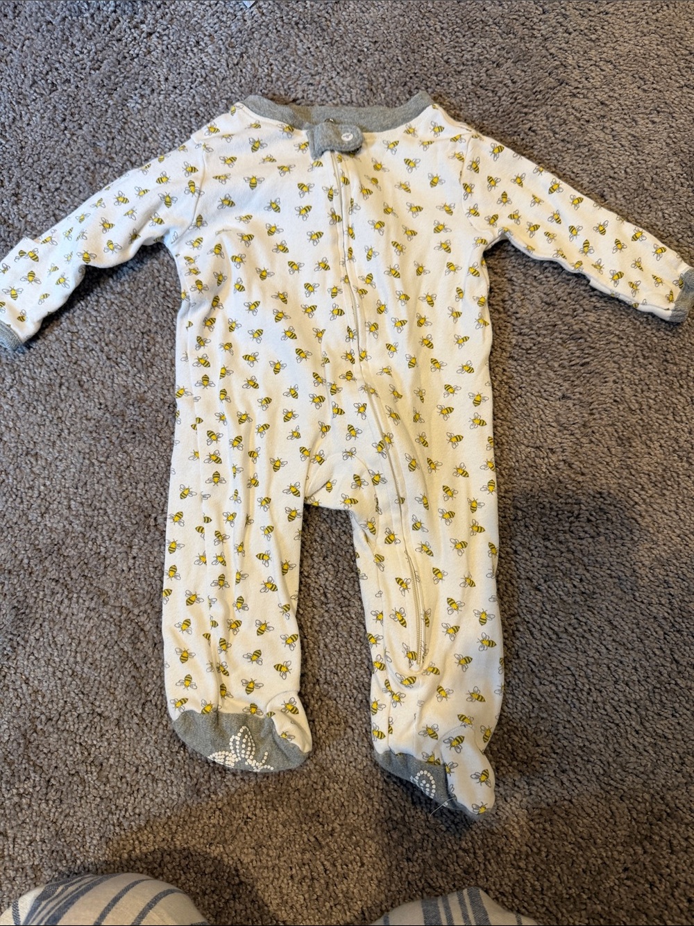 Burt's Bees Baby Classic Bee Print White Footed One-Piece